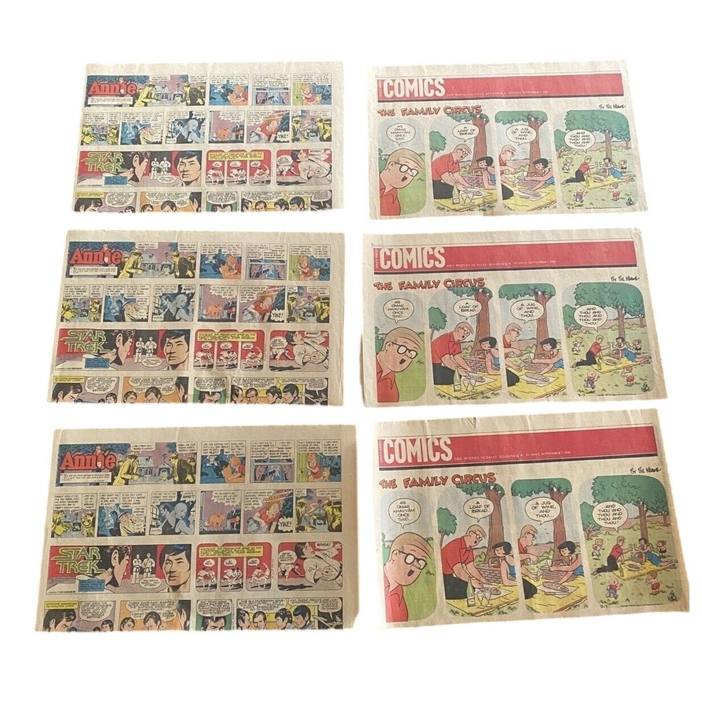 Vintage Comic Strip Newspaper Cutouts - Annie Star Trek The Family Circus